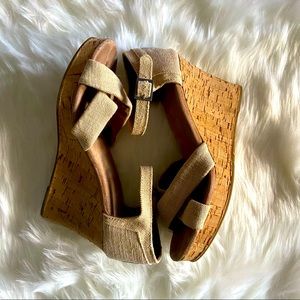 Toms Tan Canvas Wedge Heel 4 inches and in good condition.